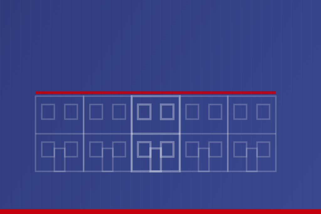 Brick duplexes illustration for Northeast Philadelphia house hacking guide